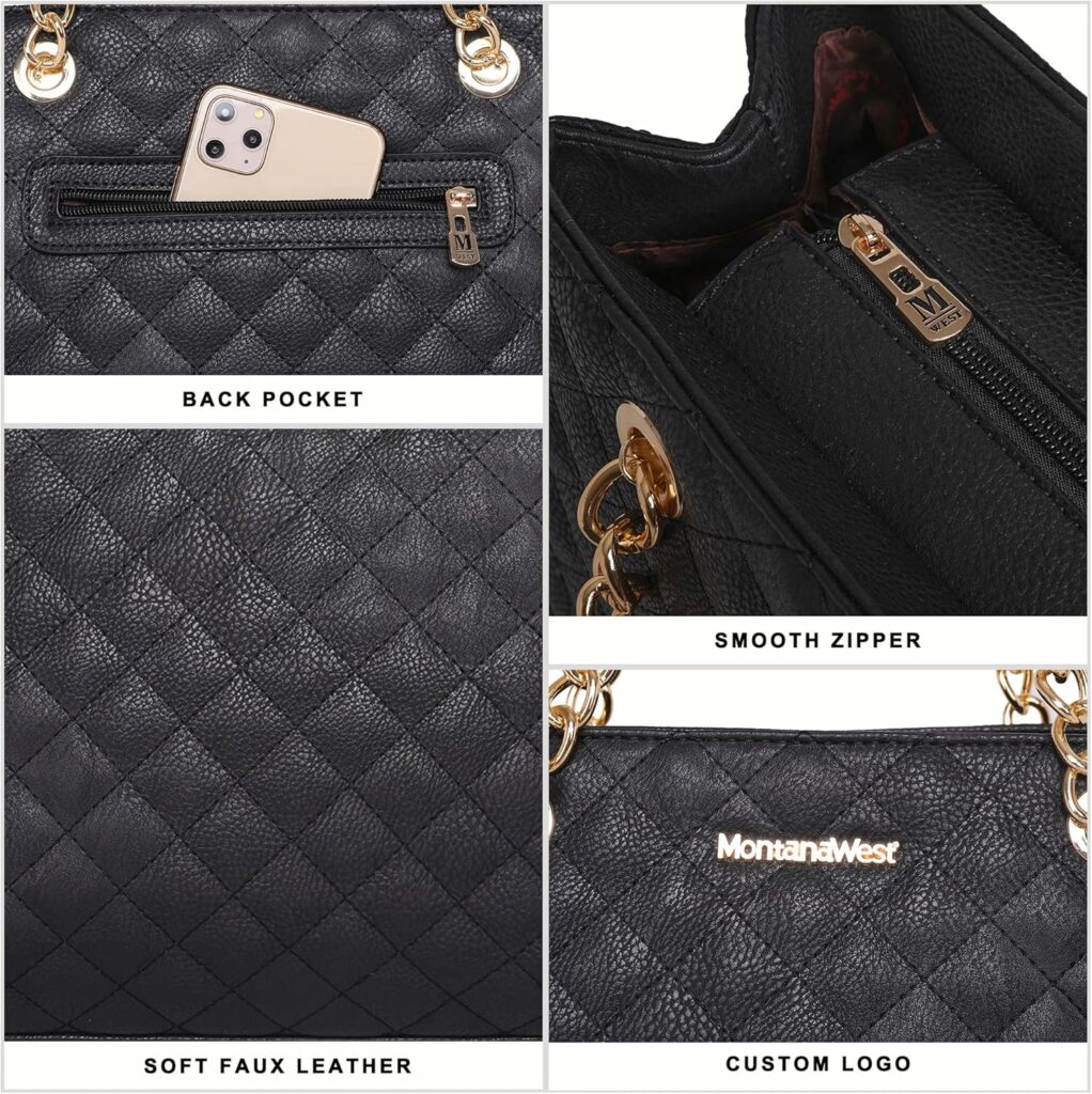 Montana West MEDIUM Tote Bag for Women Quilted Chain Handbags Shoulder Purse Montana West MEDIUM Tote Bag for Women Quilted Chain Handbags Shoulder Purse
