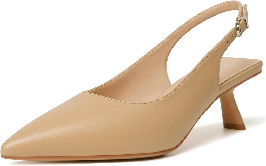 Mostrin Kitten Heels for Women Pointed Toe Pumps Patent Leather Low Heel Slingback Heels with Buckle Dress Shoes for Dating Party Working
