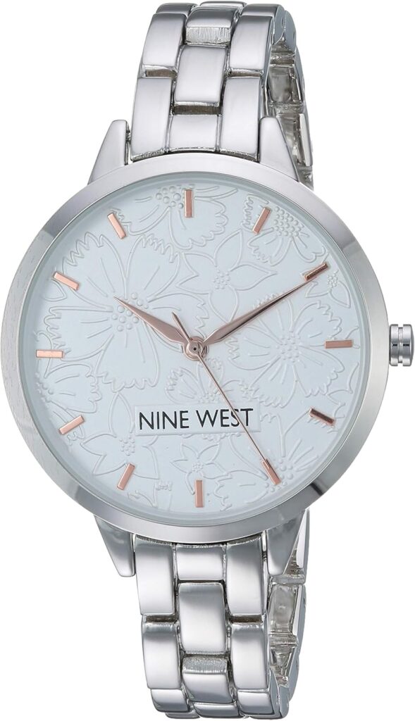 Nine West Womens Floral Dial Bracelet Watch