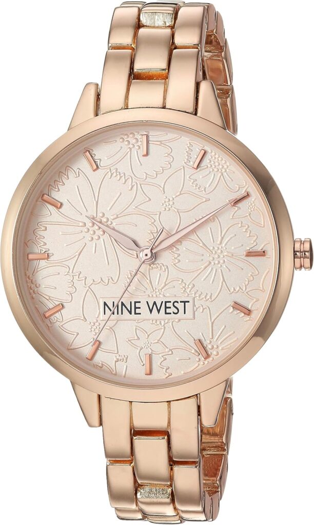 Nine West Womens Floral Dial Bracelet Watch