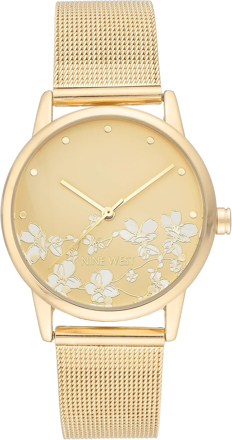 Nine West Women’s Floral Dial Mesh Bracelet Watch review