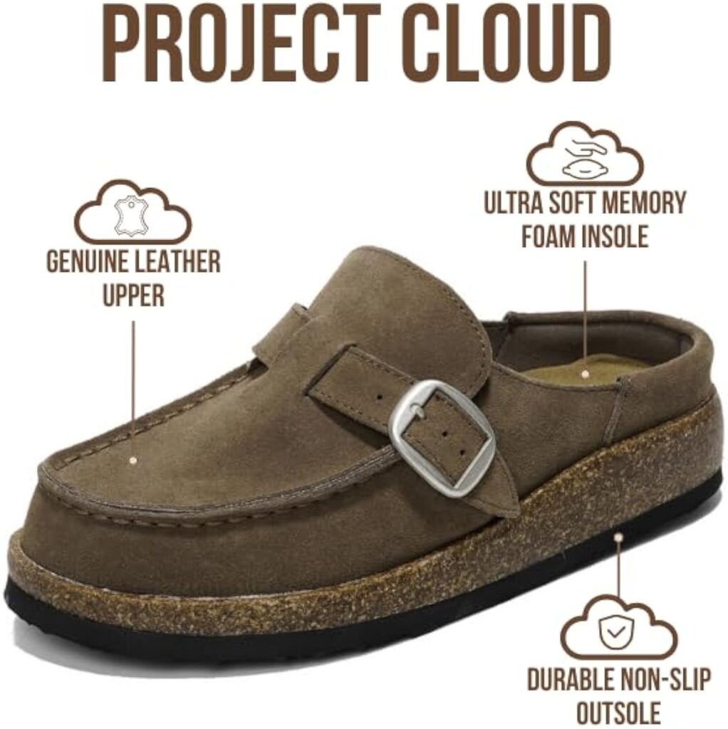 Project Cloud 100% Genuine Leather Moccasin-Style Clogs for Women - Memory Foam and Water Resistant Mules Slip-on - Non-Slip and Durable Clogs Casual Shoes for Women Footwear Project Cloud 100% Genuine Leather Moccasin-Style Clogs for Women - Memory Foam and Water Resistant Mules Slip-on - Non-Slip and Durable Clogs Casual Shoes for Women Footwear