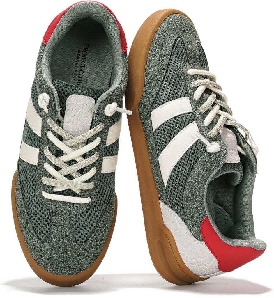 Project Cloud Genuine Leather Casual Sneakers for Women - Memory Foam Insoles Lace-Up Womens Shoes  Lightweight Womens Fashion Sneakers - Non-Slip Shoes for Women Footwear (Verdy)