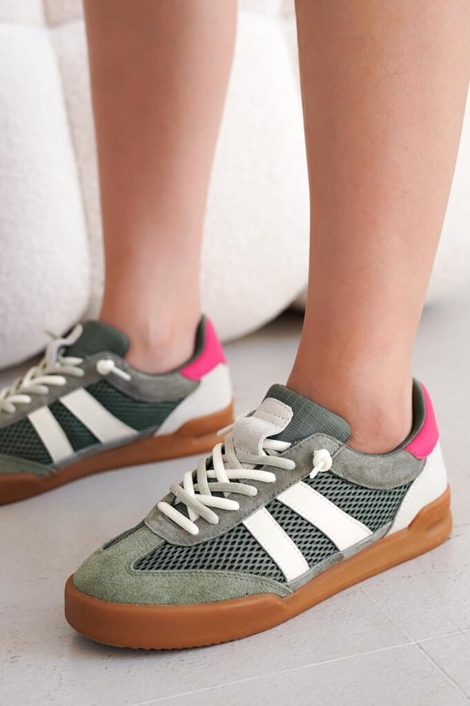 Project Cloud Genuine Leather Casual Sneakers for Women - Memory Foam Insoles Lace-Up Womens Shoes  Lightweight Womens Fashion Sneakers - Non-Slip Shoes for Women Footwear (Verdy)