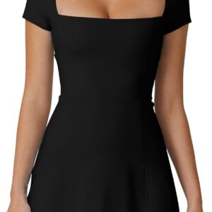 QINSEN Women Square Neck Tennis Dress