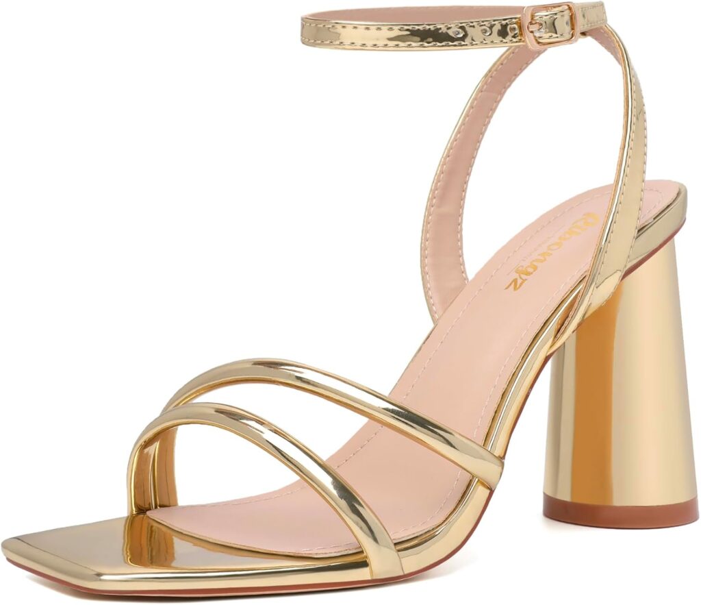 RIBONGZ Block Heels Prom Heeled Sandals for Women Chunky Square Open Toe Strappy High Heels Ankle Strap Wedding Bridal Shoes High Heel Sandals for Party Dress RIBONGZ Block Heels Prom Heeled Sandals for Women Chunky Square Open Toe Strappy High Heels Ankle Strap Wedding Bridal Shoes High Heel Sandals for Party Dress