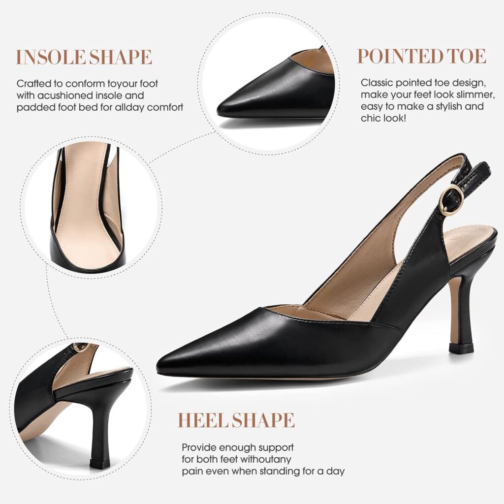 Rilista Womens Slingback Kitten Heels Closed Pointed Toe Wedding Party Dress Pumps Shoes Rilista Womens Slingback Kitten Heels Closed Pointed Toe Wedding Party Dress Pumps Shoes