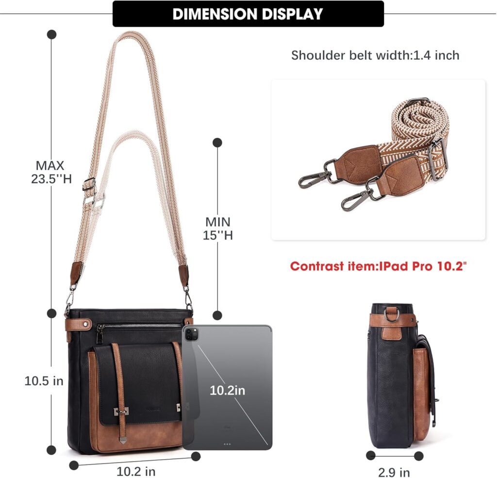 Roulens Crossbody Bags for Women,Multi Pocket Crossbody Purses Vegan Leather Shoulder Handbags Travel Purse Adjustable Strap