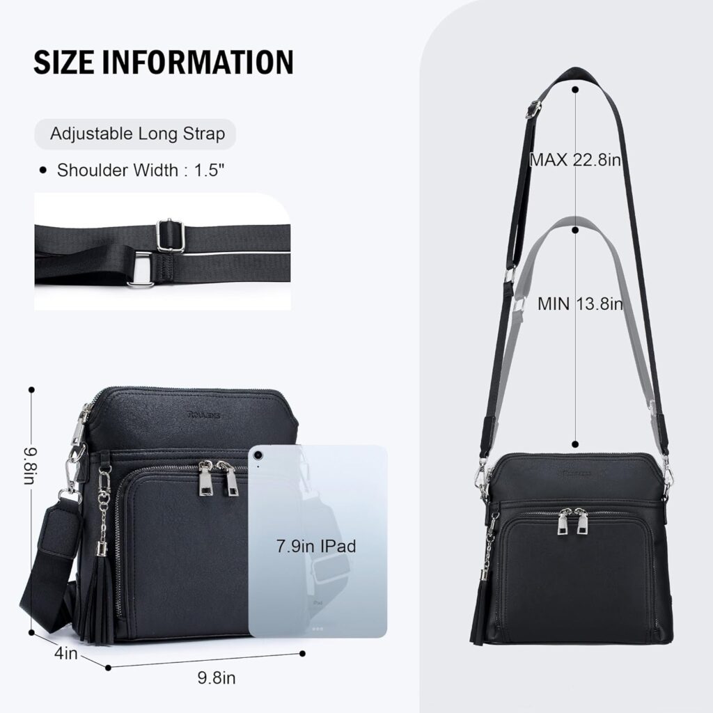 Roulens Crossbody Purse for Women Vegan Leather Medium Crossbody Wallet Bag for Travel Women Shoulder Handbags with Tassel Roulens Crossbody Purse for Women Vegan Leather Medium Crossbody Wallet Bag for Travel Women Shoulder Handbags with Tassel