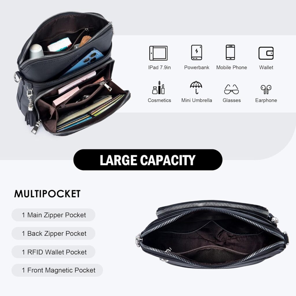 Roulens Crossbody Purse for Women Vegan Leather Medium Crossbody Wallet Bag for Travel Women Shoulder Handbags with Tassel Roulens Crossbody Purse for Women Vegan Leather Medium Crossbody Wallet Bag for Travel Women Shoulder Handbags with Tassel