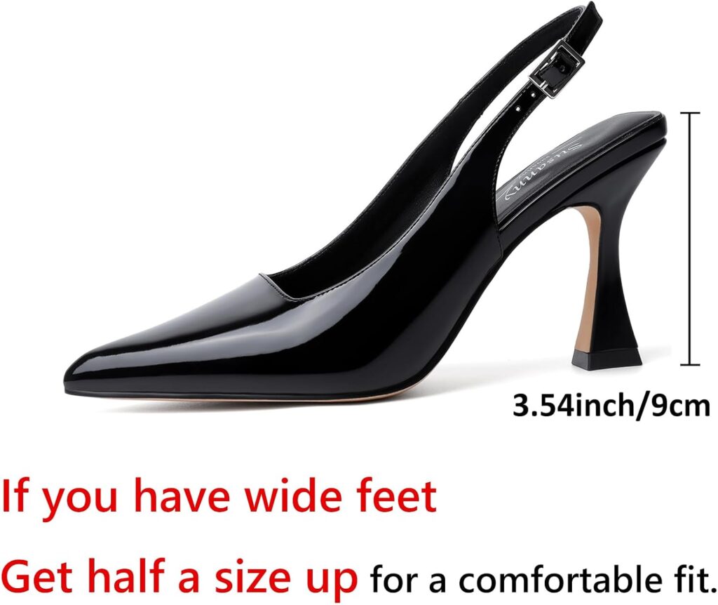 Susanny Slingback Kitten Heels Elegant Dressy Pumps for Women Closed Pointy Toe Sexy Chunky High Heels Wedding Bride Prom Party Dress Shoes