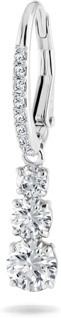 Swarovski Stilla Attract Trilogy Drop Pierced Earrings with White Crystals on a Rhodium Plated Setting with Hinged Closure
