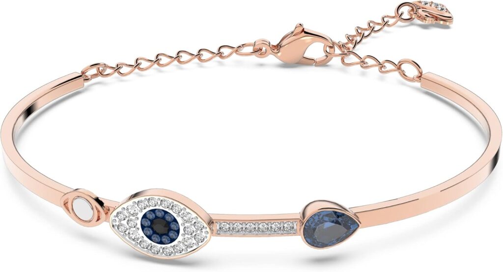 Swarovski Womens Symbolica Evil Eye Bangle Bracelet, Blue Crystal, Mixed Metal Finish, Medium Swarovski Womens Symbolica Evil Eye Bangle Bracelet, Blue Crystal, Mixed Metal Finish, Medium
