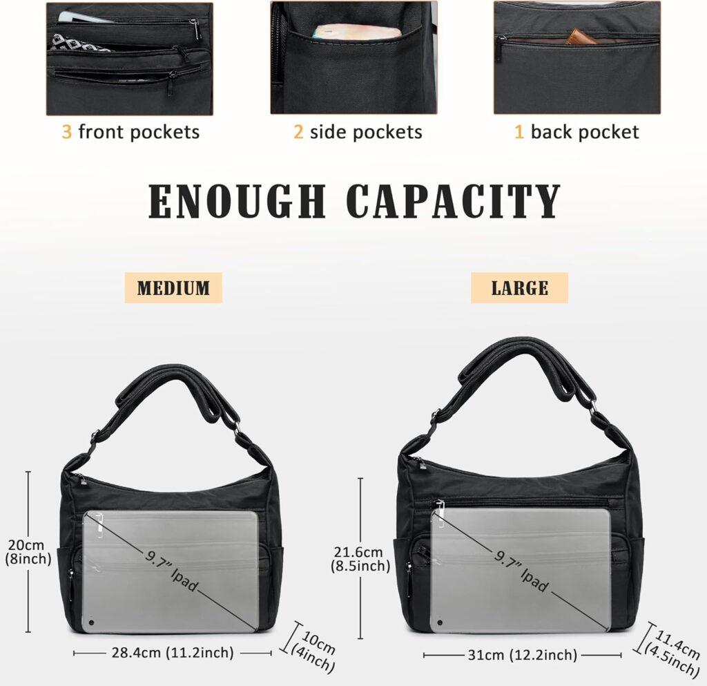 VOLGANIK ROCK RFID Purses for Women Fabric Nylon Multi Pocket Crossbody Bag Ladies Travel Handbag