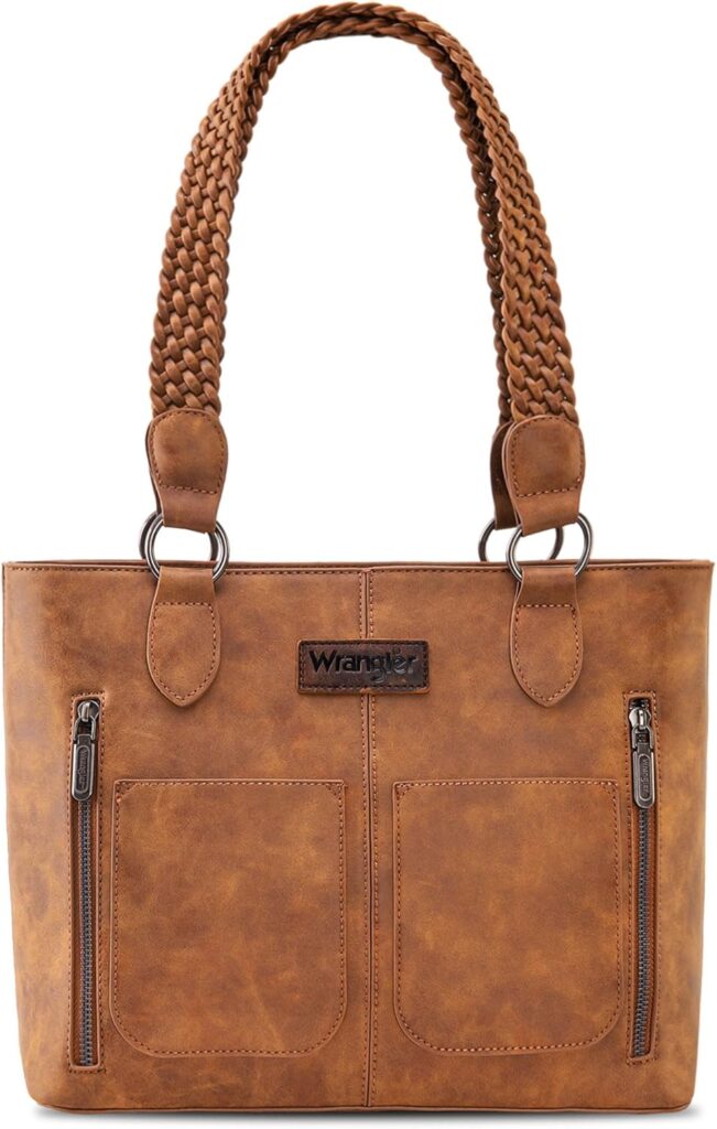 Wrangler Distressed Tote Bag for Women Western Purse Multi Pockets Handbags and Shoulder Bag